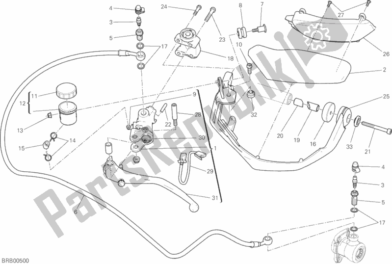 All parts for the Clutch Master Cylinder of the Ducati Multistrada 1200 Enduro Touring Brasil 2018